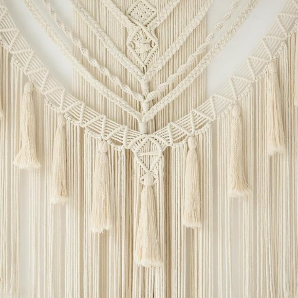 Boho Macrame Woven Handmade Craft Mid Century Modern Hanging Tassel Room Decor - Picture 6 of 8